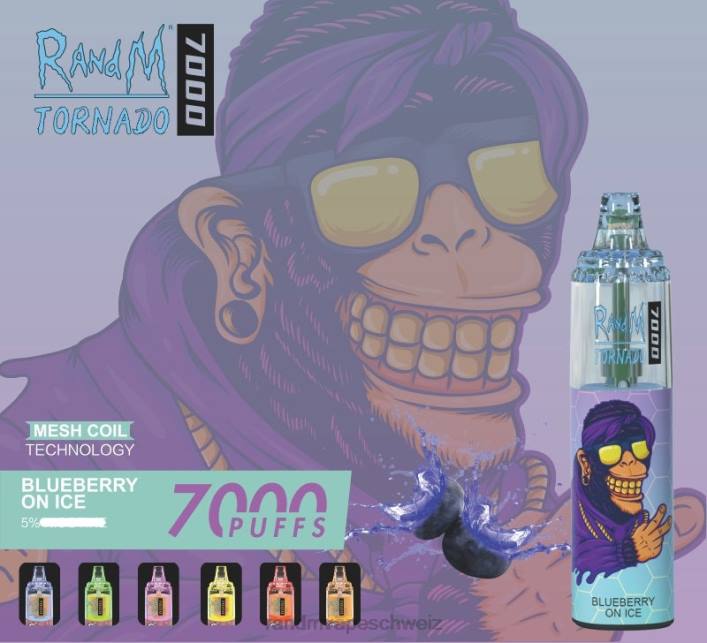 RandM Tornado Schweiz | RandM Tornado 00P2173 7000 Airflow Control Vape-Gerät 1St Traubeneis